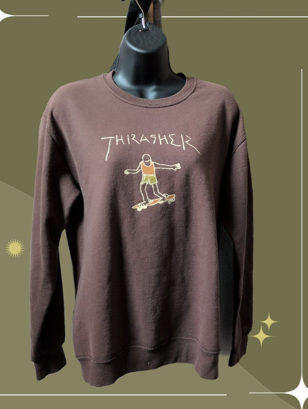 ✨ Thrasher Doodle Skateboarder Crew Sweater Size S